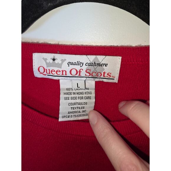 Queen Of Scots Red Cashmere Sweater Womens Long Sleeve Knit Top Size Large - Picture 7 of 8